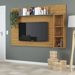 Painel Suspenso para TV 65 Pol 200 x 135 Cm MDP Carvalho 0672 MENU
