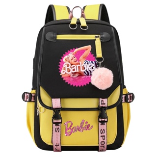 Novo filme Barbie impressão USB mochila escolar para adolescentes do ensino fundamental e médio
