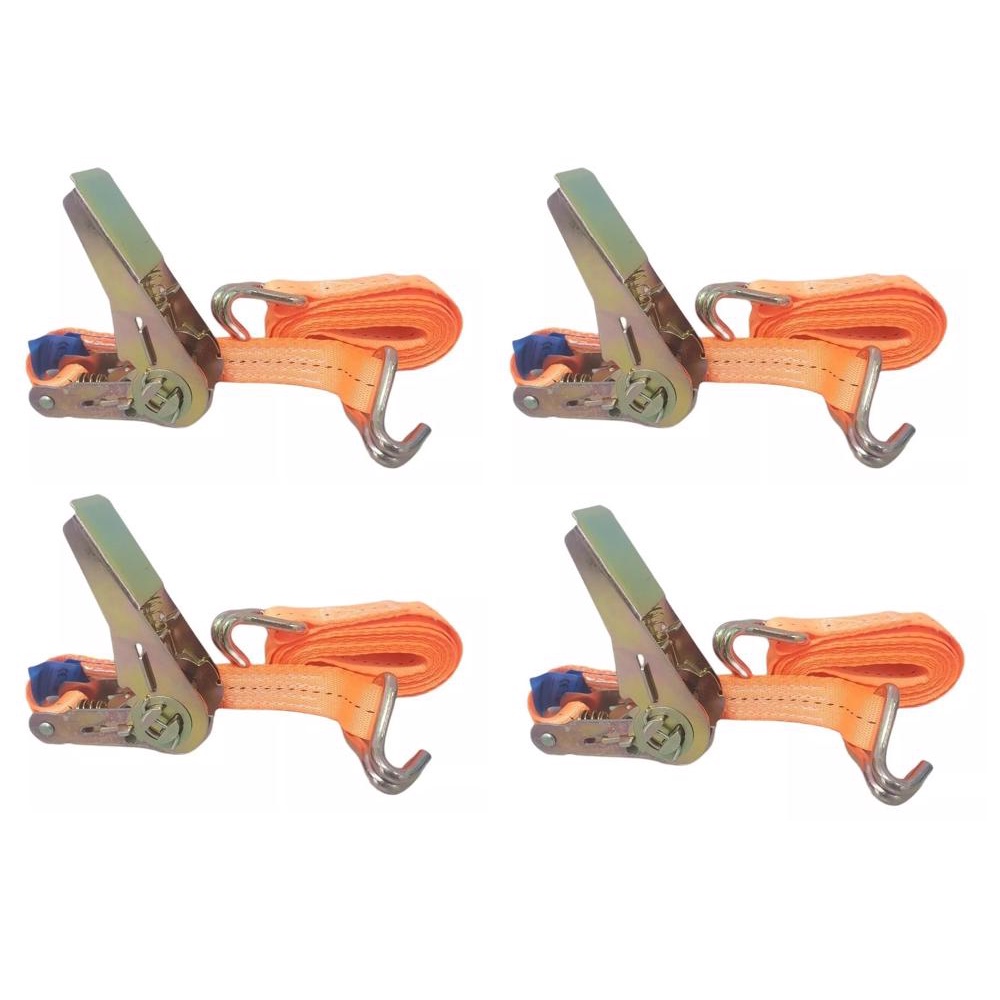 Kit 4 Catraca + 4 Cinta Amarração 500kg x 4,6m x 25mm Rabicho J