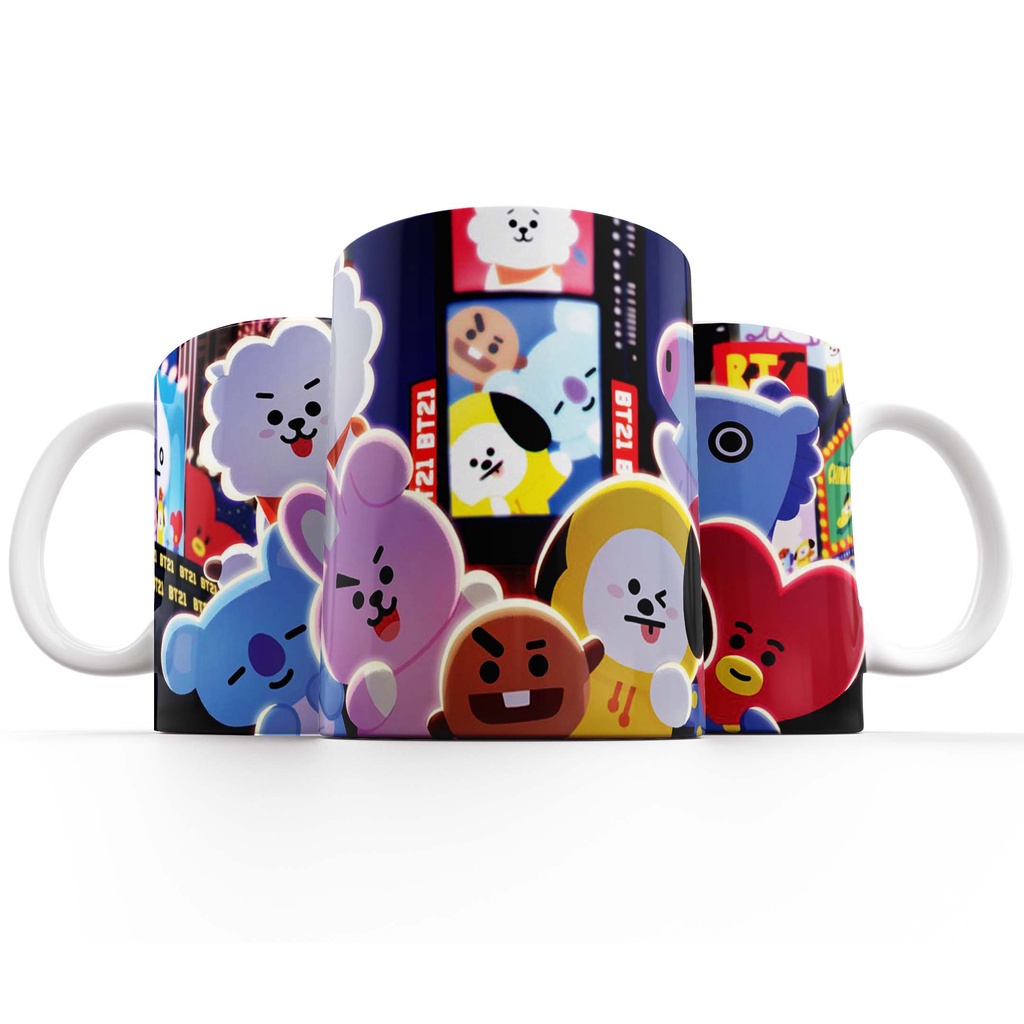 BT21 Official BTS T-Shirt - Koya Shooky Mang Chimmy K-Pop Unisex Tee, Size XL White - View #5