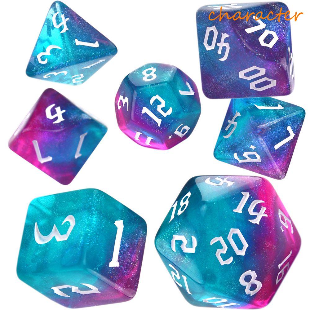 Caráter Dados Iridescentes Glitter Poliédrico DND Entusiasta RPG Adventurer Jogo De Durável De Mesa Tabuleiro Número 7-Die