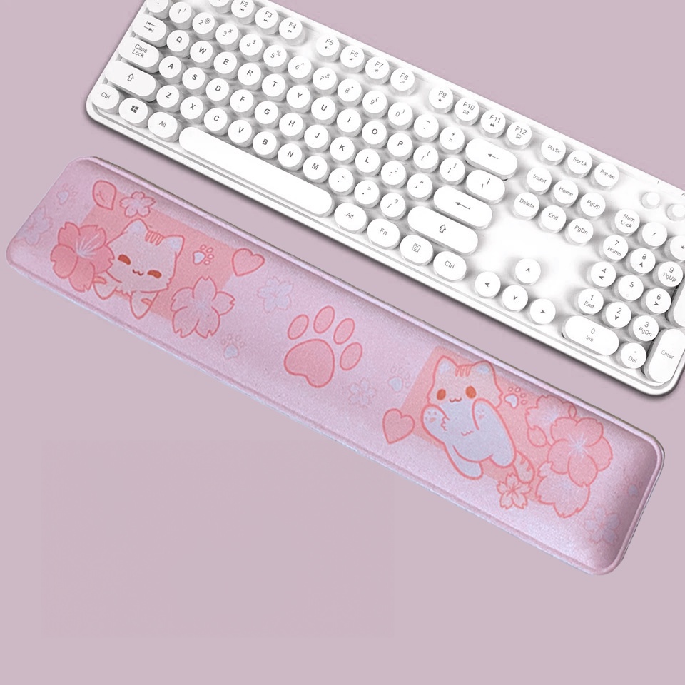 Apoio de pulso para teclado -Sakura Cat 47 x 9 x 1,5cm
