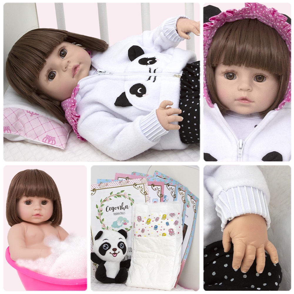 Boneca Bebê Reborn 100% Silicone Realista Linda 13 Itens - USA Magazine