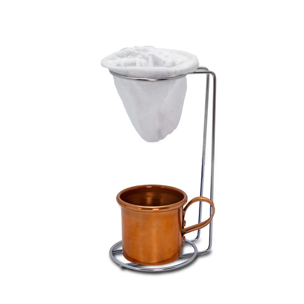 Mini Coador de Café Aramado com Coador de Pano e Caneca em Aluminio ...