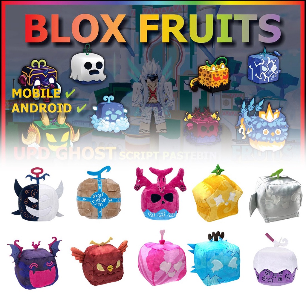 Boneco de pelúcia da série Blox-Fruits de 14 c , boneco de pelúcia de anime  periférico de desenho animado, estampa de leopardo, caixa de frutas com  asas de morcego, almofada quadrada super