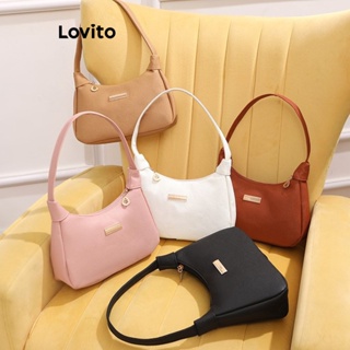 Lovito Bolsa De Axila Casual Com Zíper Liso Bolsa De Alta Capacidade Versátil Bolsa De Ombro Pequena Para Mulheres LFA11581