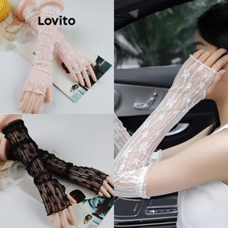 Lovito Luvas Casuais De Renda Lisa Para Mulheres LFA11372