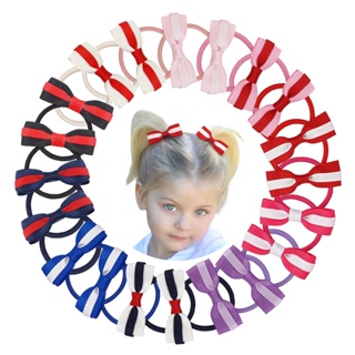 10/20Pcs 2.5 " Fita Grosgrain Pigtail Hair Bows Elásticos Para Faixas De Cabelo Porta Acessórios Meninas Mulheres