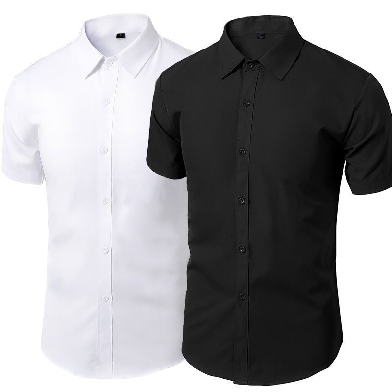 Camisa de verão para homens Camisas Brancas Casuais Manga Curta Botão Slim Fit Blusa Social Masculina 4XL 5XL
