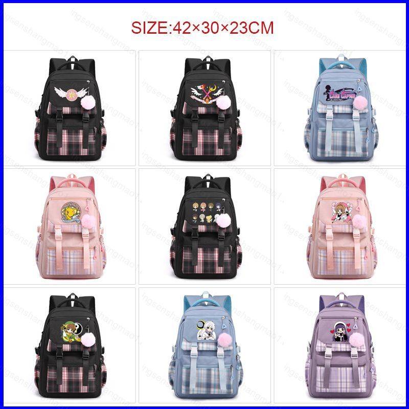 Mochila Flip Card Captor Sakura Para Estudantes De Grande Capacidade Respirável Personalidade Multiuso Bolsas Escolares Femininas