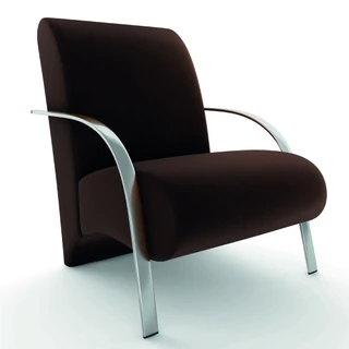 Poltrona Decorativa Olinda Para Sala Recepção com Braços Alumínio Marrom Suede Mamflex