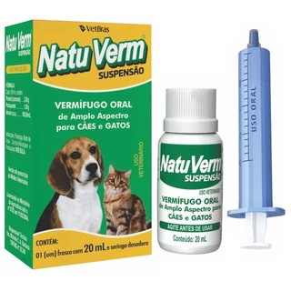 Vermífugo Natu Verm Suspensão 20ml - Liquido para Pet Cães e Gatos