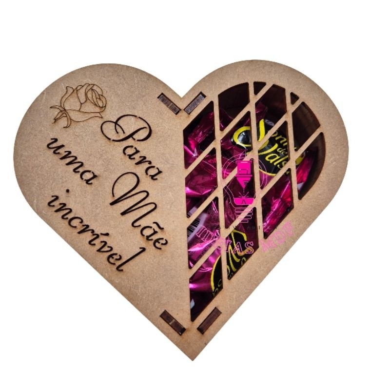 5 Caixa Coração PARA UMA MÃE INCRÍVEL Bombom Mdf em Oferta na Shopee
