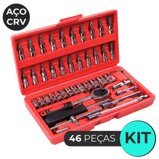 Kit Chaves Jogo Catraca Reversível Allen Torx Com Soquetes 46 Peças Maleta Completa - Linha Premium