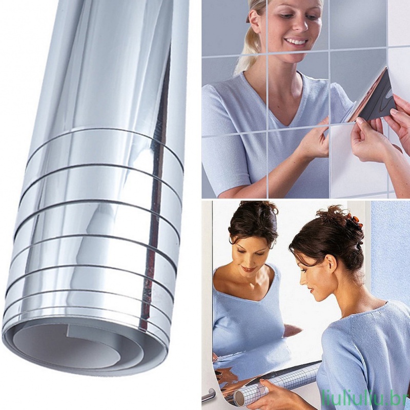 Espelho Adesivo 50x100cm Quadrado Acrílico Autoadesivo Para Parede Do Banheiro 024