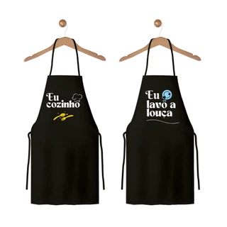 2 Aventais De Cozinha Churrasqueiro Preto Casal Lavo Louça