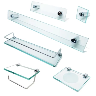 Kit De Acessorios P/ Banheiro 6 Pcs Em Vidro Incolor KIT_EI_38