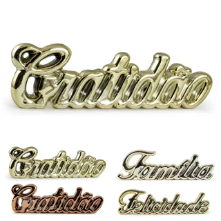 Palavra Decorativa Gratidão Enfeite Em Porcelana Brilhante 13x4cm