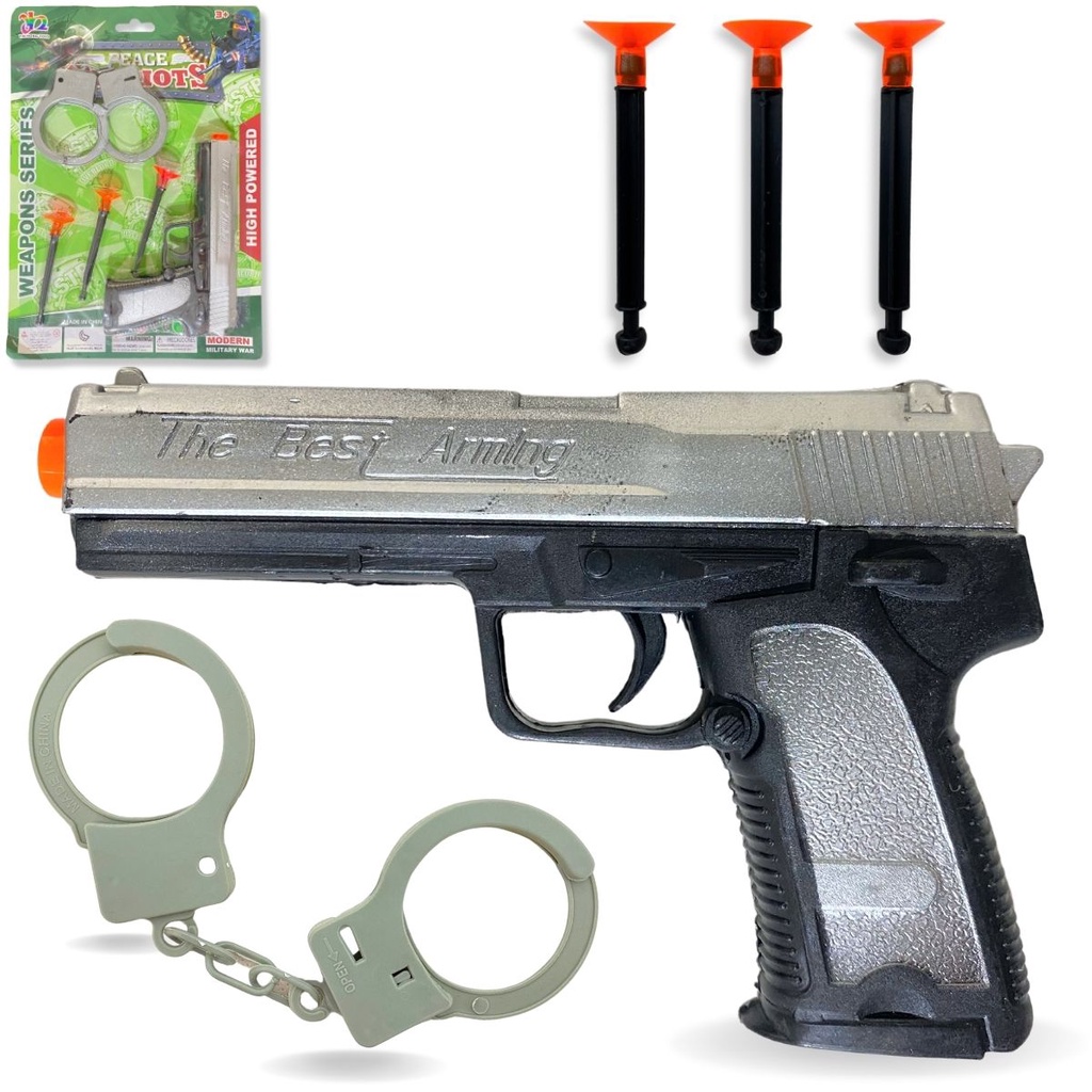 Pistola de Brinquedo Arma Plastica policial Arminha lança faisca