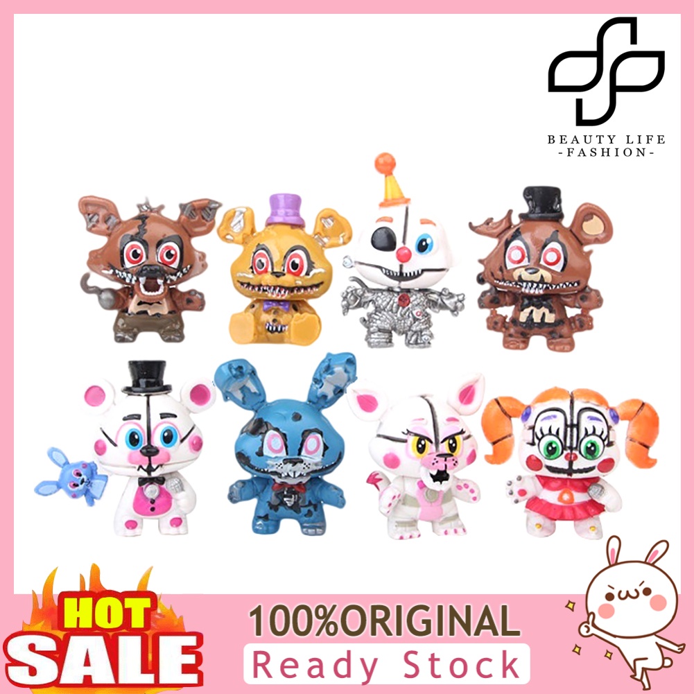 6 bonecos Five Nights at Freddy animatronic Fnaf linha Nightmare pequenos  10cm