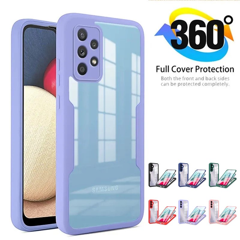 Capa De Silicone À Prova De Choque Para Samsung Galaxy S24 S23 S22 Ultra Plus S23 FE M53 M33 M52 M32 M22 A22 A32 Luxo 360 Frente De Corpo Inteiro + Costas Telefone Transparente