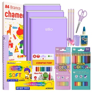 Super Kit Escolar Completo Com Todos os Materiais Essenciais para o Retorno  as Aulas