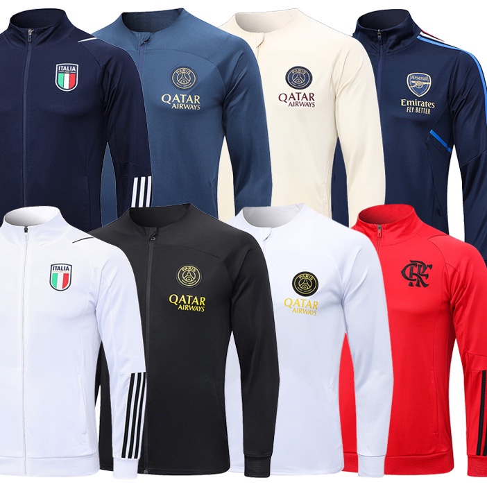 Nova temporada estilo futebol treinamento fato com longo zíper bolso manga casaco