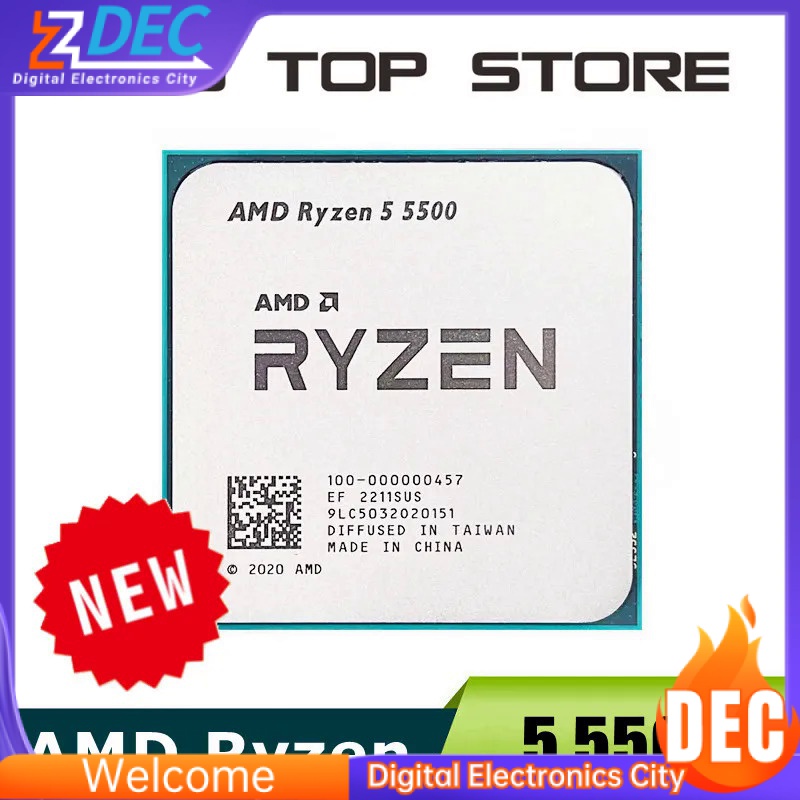 Novo amd ryzen 5 5500 r5 5500 3.6 ghz 6-core 7nm 12-line processador cpu l3 = 16m 100-000000457 soquete am4 sem fang