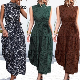 Lovito Vestido Elegante Com Cinto E Camada De Bolinhas Para Mulheres LNL41090