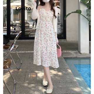 Lovito Vestido Casual Ditsy Floral Com Babados Para Mulheres LNE41026