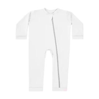 Macacão Bebê 12 Meses Sem Pé Com Zíper Algodão Egípcio Branco 1048 Anna Olsen