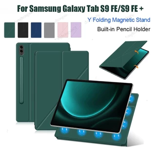 2023 Nova Capa Magnética Dobrável Em Y Para Samsung Galaxy Tab S9 FE + SM-X610 X616B 10.9 " Com Porta-Lápis De Suporte