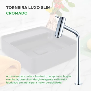 Torneira De Cuba E Lavatório Slim Metal Cromado Luxo