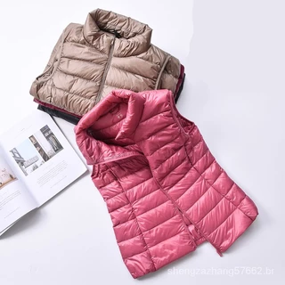 2023 Novas mulheres 90% pato branco para baixo colete pato ultra leve jaqueta outono inverno casaco sem mangas gola alta em Promoção na Shopee 2023 Novas mulheres 90% pato branco para baixo colete pato ultra leve jaqueta outono inverno casaco sem mangas gola alta