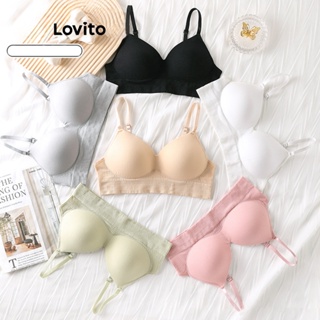 Lovito Sutiã Casual De Malha Canelada Lisa Para Mulheres LNL43206