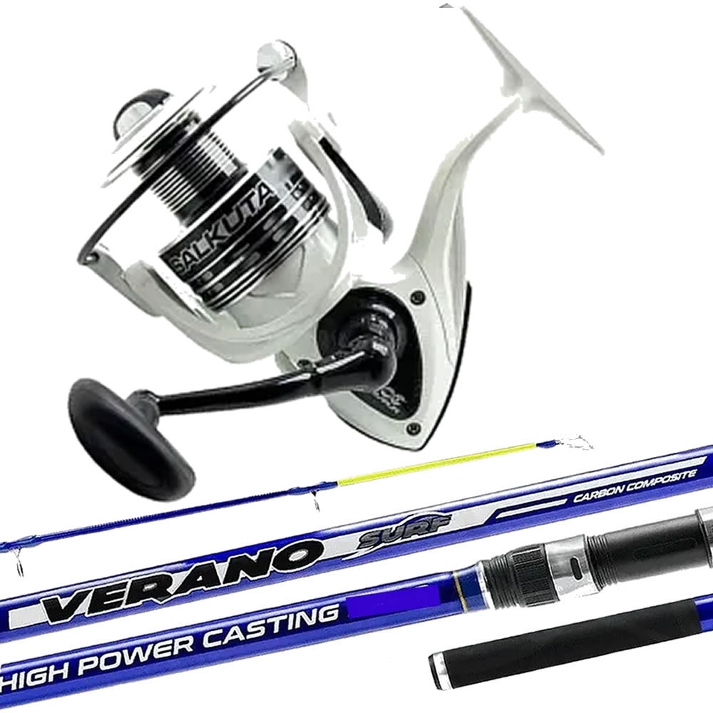 Kit Pesca Praia Molinete Drag 9kg Vara Verano Surf 3,60mt