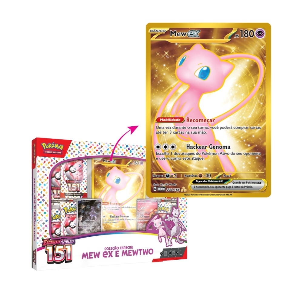 Box Pok mon Mew E Mewtwo EV3 5 Cole o Especial 151 Escarlate E Violeta 