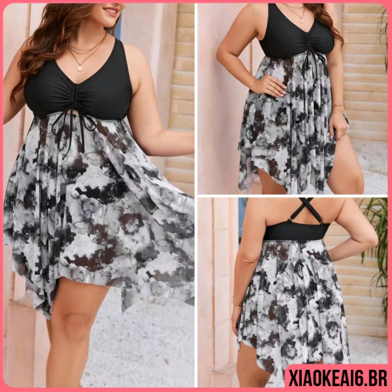Praia 2 Peças Moda Amarrar Cintura Alta Novo Maio Biquini Plus Size ...