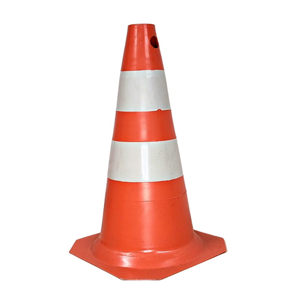 Cone de Sinalização Pvc 50cm Rígido Segurança Transito Proteção Veicular Estacionamento Organizador Garagem Estrada Obras Construção Civil
