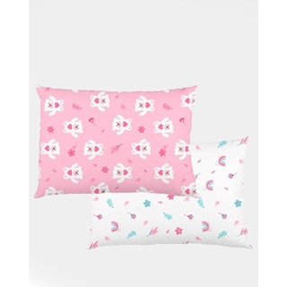 Kit Fronha Bebê 2 Peças Estampa Ursinho Rosa e Branco