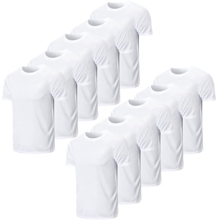 Kit 10 Camisetas Brancas Masculinas Para Sublimação 100% Poliéster 30.1 Premium