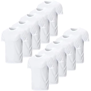 Kit 10 Camisetas Brancas Masculinas Para Sublimação 100% Poliéster 30.1 Premium