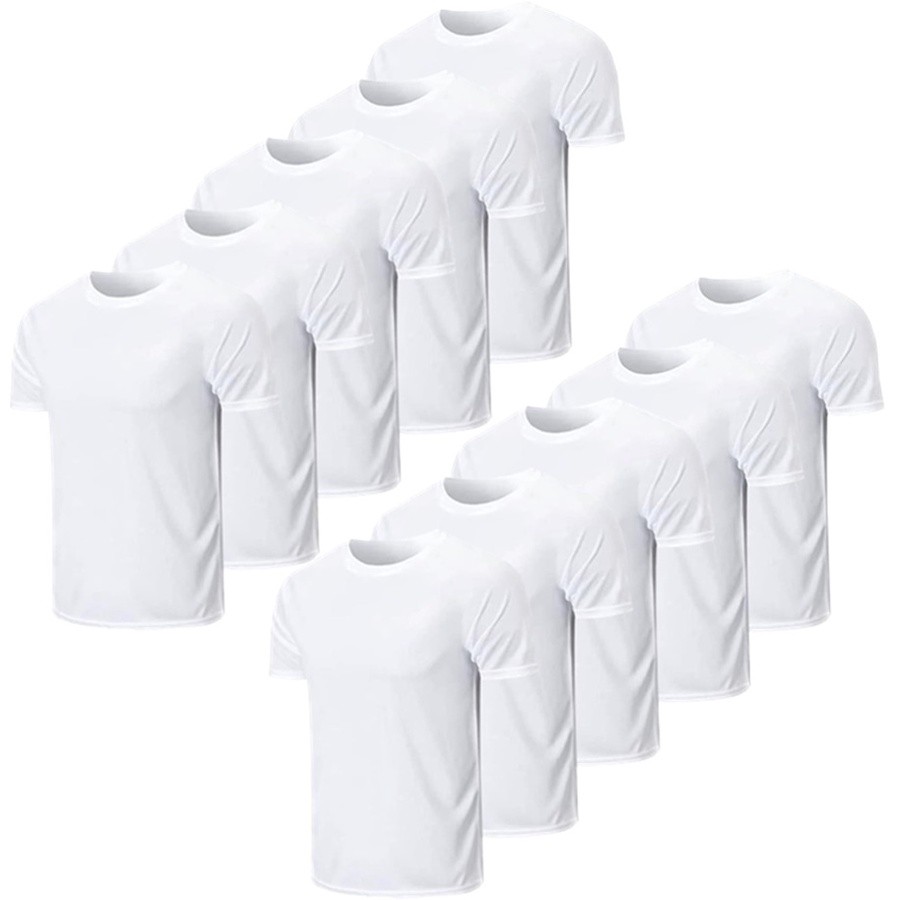 Kit 10 Camisetas Brancas Masculinas Para Sublimação 100% Poliéster 30.1 Premium