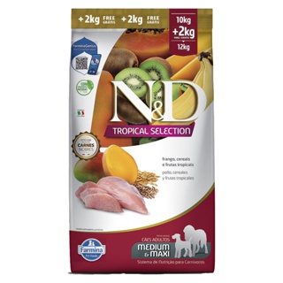 Ração ND Tropical Selection Para Cães Adultos Medium/Maxi Frango Leve 12kg e Pague 10kg