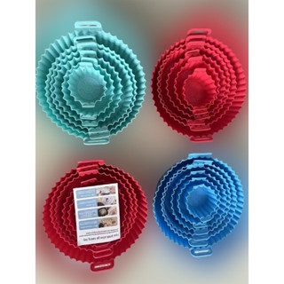 Kit C/6 Formas de Silicone Para Air fryer Tamanho variados Reutilizável Protetor Assadeira Com Alça