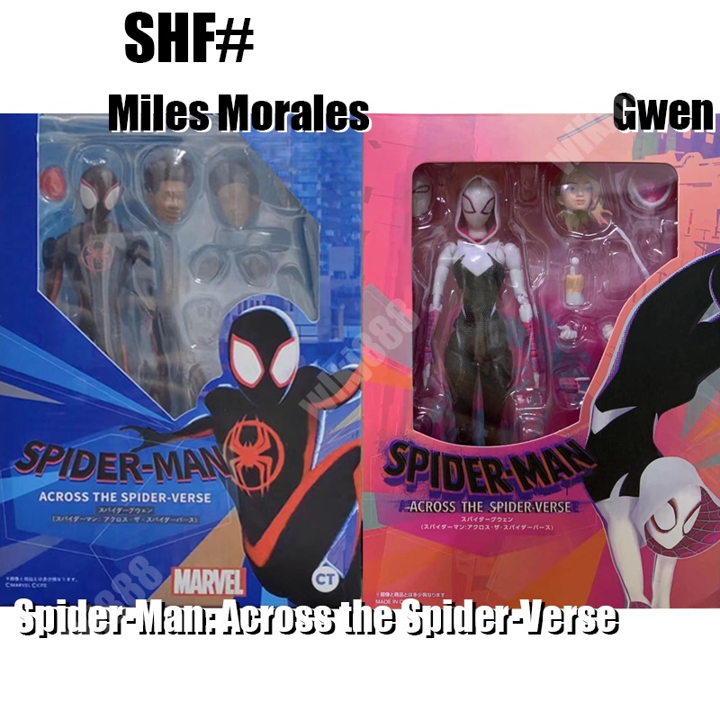 S.H.Figuarts Homem-Aranha : Através Do Gwen Stacy Miles Morales Figura De Ação Peter B . Parker SHF Mudança De Face Bonecos Modelo Anime Articulado