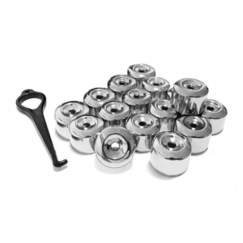 Kit Capa de Parafuso Chave 17 Cromada 16 peças