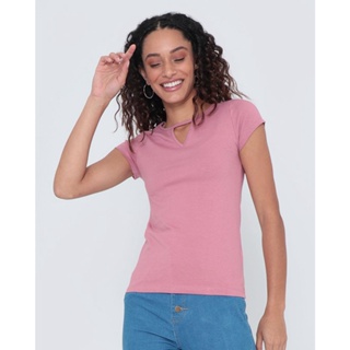Blusa Básica Com Decote Choker Rosê
