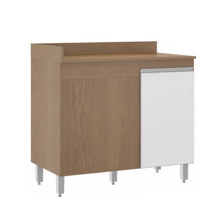 Balcão Canto Reto para Cozinha com 1 Porta 94 x 88 Cm Sabrina MDP Branco 0459 MENU