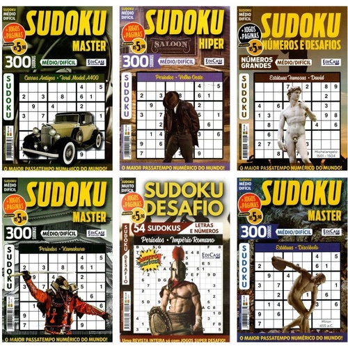 3 Livros Sudoku Só Números Grandes Médio/difícil 300 Páginas